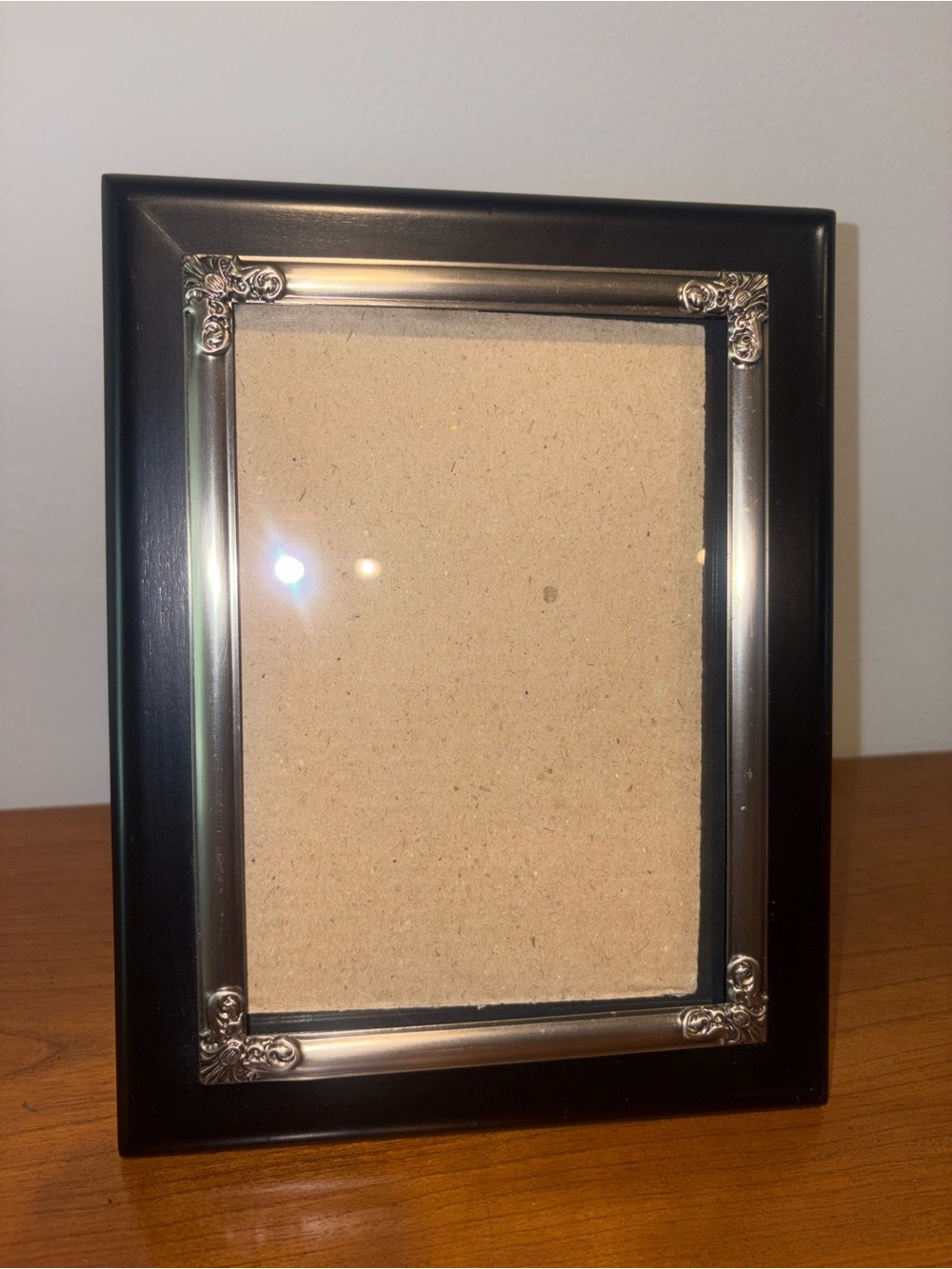 Vintage Black Decorative Photo Frame with Silver Accents 5x7